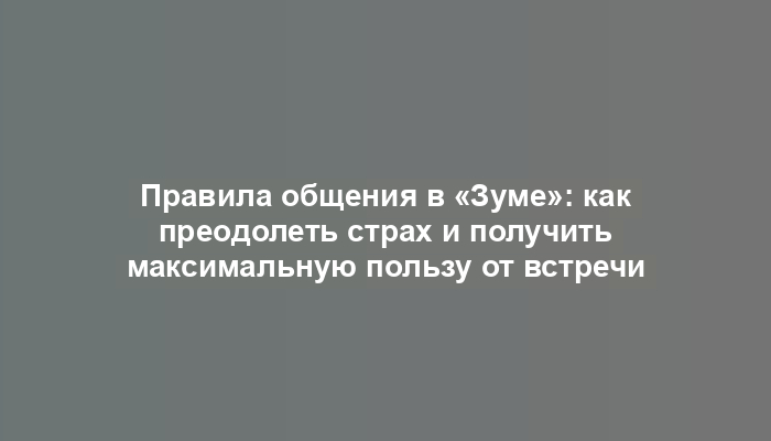 Правила общения в «Зуме»: как преодолеть страх и получить максимальную пользу от встречи